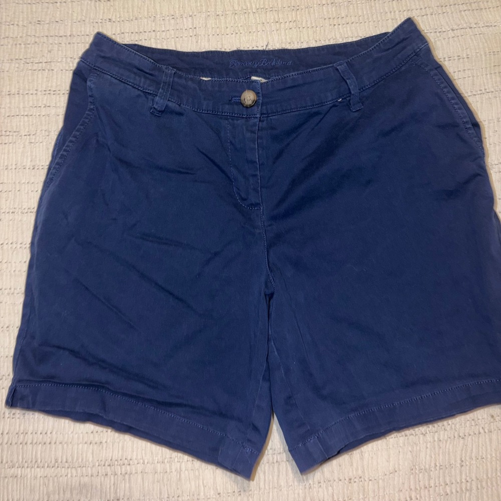 Tommy Bahama Womens Navy Blue Chino Shorts Size 8 Mid Rise 5 Inch Inseam